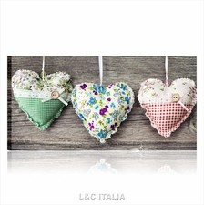Vintage love 2 QUADRI MODERNI 90x45 STAMPA SU TELA ARREDAMENTO SHABBY CHIC CUORI
