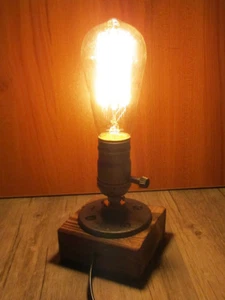 Industrial Vintage Edison Wooden Base Socket E27 Desk Light Table Reading Lamp