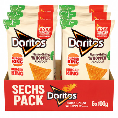 (2,48 /100g) Doritos Flame Grilled Whopper Tortilla Chips 6x100g Sechspack