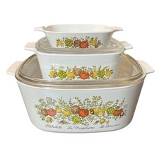 VTG Corning Ware Spice Of Life Casserole dishes cookware Set Of 3 With 2 Lids