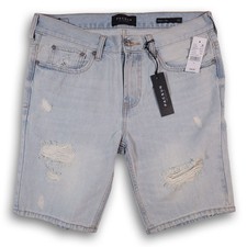 Brand New PacSun Men s Light Blue Denim Skinny Distressed Shorts Sz 31