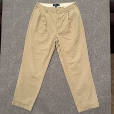 Vintage Polo Ralph Lauren Hammond Pants Mens 36x32 Khaki Pleated Cuffed Classic