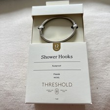 Threshold Rust-Proof Oval Shower Rings/Hooks Set of 12 - Nickel Finish - NEW