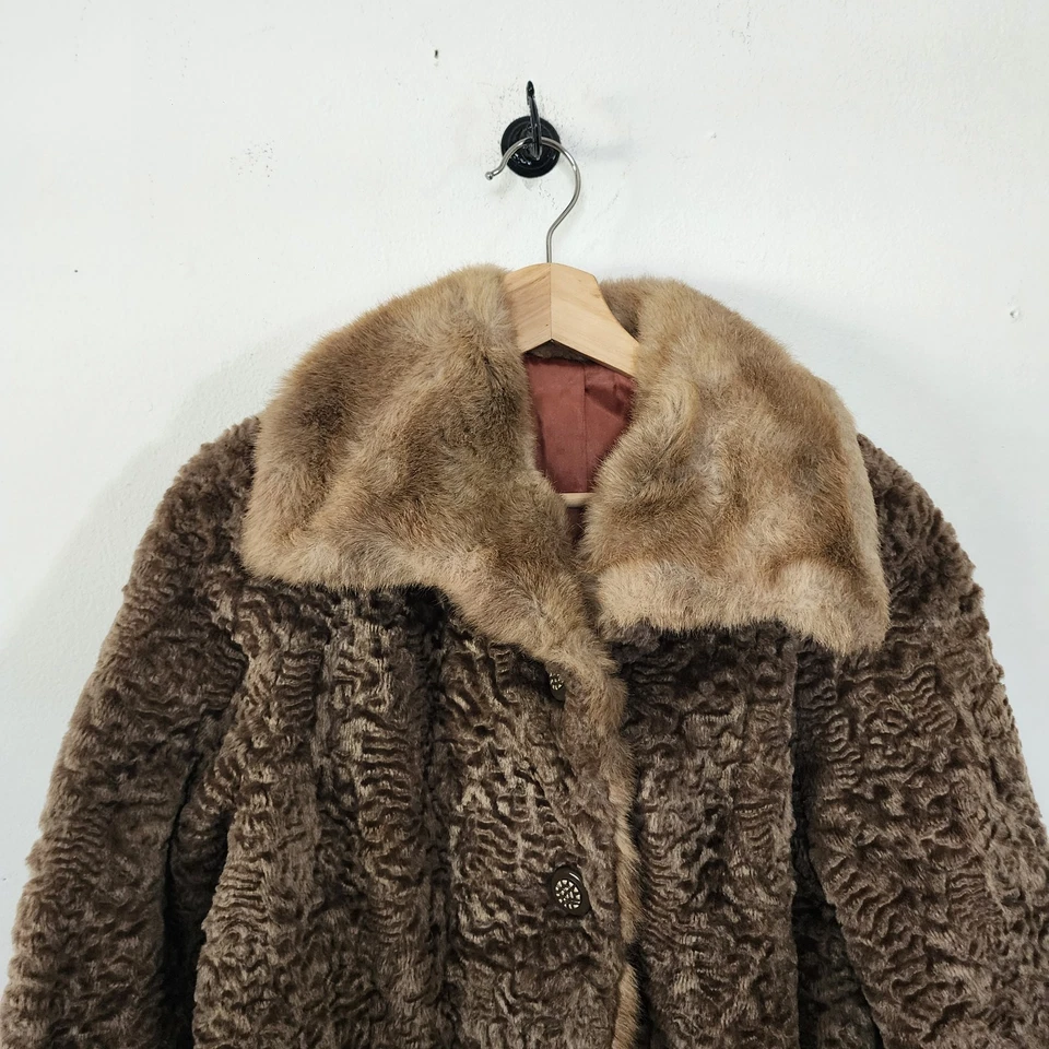 Винтажный Stemhouse вареной шерсти коричневый Peacoat ILGWU коричневая куртка средний искусственного меха - Изображение 4 из 4