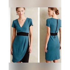 Anthropologie Splitshade Tulip Hem Dress by Maeve, Turquoise XS Could fit Small