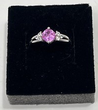 Sterling Silver Size 6.75 Pink/White Sapphire Ring