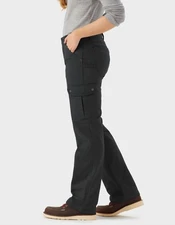 Duluth Trading Womens Fire Hose Cargo Pant 12x33 Curvesetter Cotton black 