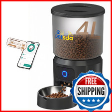 PETSDA Smart Automatic Cat Feeder 4L, WiFi, 10 Meals, APP Control, Dual Power
