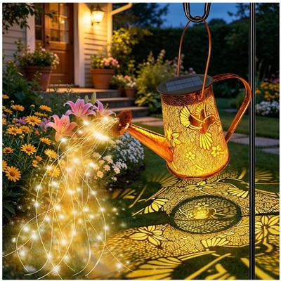 Retro Metal Solar Watering Can Lights - Garden Decor
