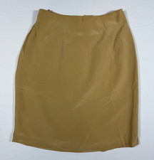 Vintage Jones New York Women's Tan 100 Silk Lined Skirt Size 14