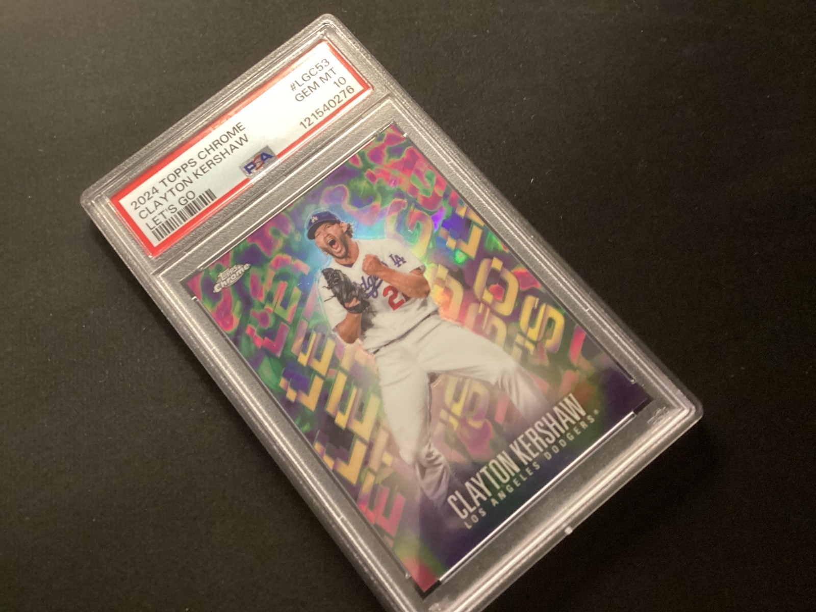 2024 topps chrome baseball clayton kershaw "Lets go" case hit psa 10 view 3