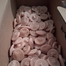 Tolle alte Glaskn&ouml;pfe 10 St&uuml;ck beige mit Vertiefung 20 mm