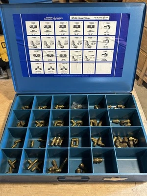 New Assorted Brass Fittings Kit, SAE 45° Flare, Bowman Barnes BP-284, Steel Case - image 1 of 4
