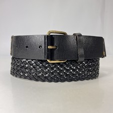 LOFT Wide Black Woven Genuine Leather Belt - Women's Size 36