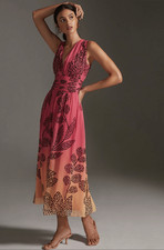 Anthropologie Verb by Pallavi Singhee V-Neck Ombre Maxi Dress Pink Size S