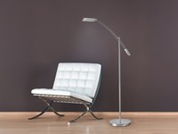 Stehlampe Leseleuchte LED Dimmbar Schwenkbar Silber Wohnzimmer