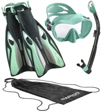 Phantom Aquatics Frameless Snorkel Mask Fin Snorkeling Set Mint