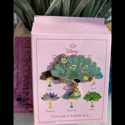 Princess Tiana Disney Fan Enamel Pin w/ Ray and Lotus Flower Charm BoxLunch
