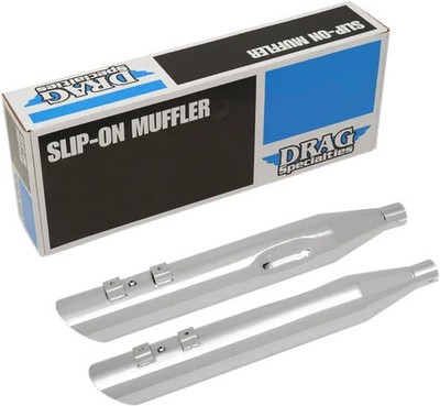 Drag Steel Chrome 4 Slip On Muffler Set for Harley Road Glide Ultra CVO 11-16