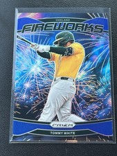 Tommy White 2025 Panini Prizm Blue Prizm /99 Fireworks Prospect Oakland A's