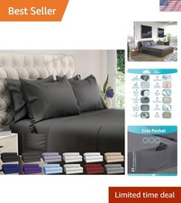 King Size Sheets Set - 6 pcs Breathable Cooling Bed Sheets - up to 21" Extra ...