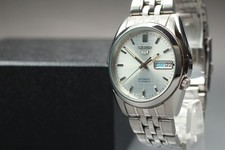 [Near MINT] Seiko 5 7S26-01V0 SNK355K1 Automatic Day Date Silver Dial Mens Watch