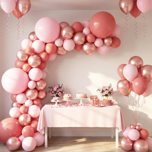 Luftballon Girlande Retro Rosa, 115 Altrosa Rosa Luftballons Geburtstag Set Mit-image