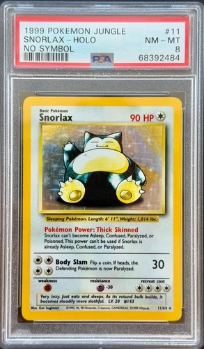 Pokemon No Symbol Snorlax 11/64 - PSA 8 NM-MT - No Symbol Error Jungle Holo Rare