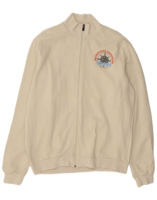 Kappa Mens Graphic Tracksuit Top Jacket Large Off White Cotton VL12