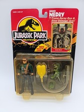 1993 Jurassic Park Dennis Nedry Figure w Tranq-Spray Gun Movie Card #14 SEALED 