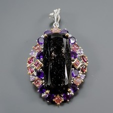 Handmade 28 ct+ Natural Rutilated Quartz Pendant 925 Sterling Silver /NP54435