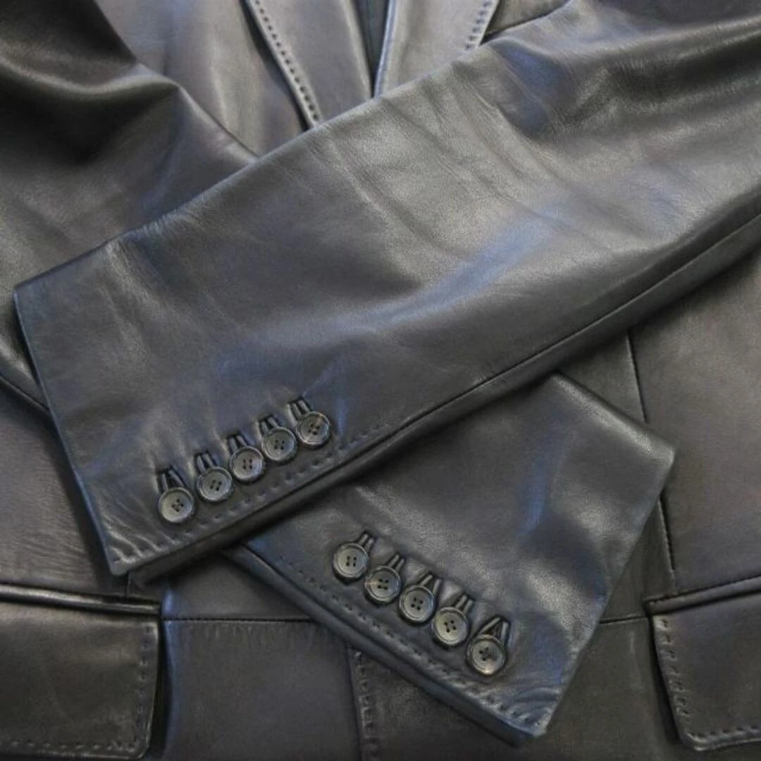 Gucci Tom Ford agnello pelle di pecora 2B giacca sartoriale singola nera usata 3b730