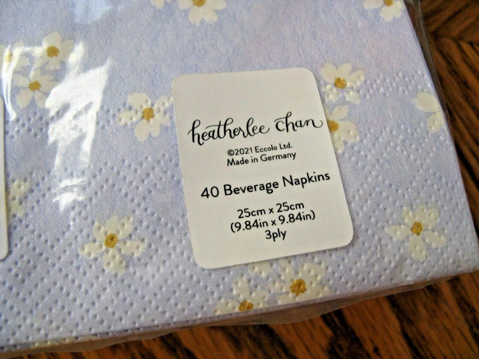 New White Daisy Flower Ditsy Floral Blue & White Paper Beverage Napkins - 40ct. - Image 2 of 4