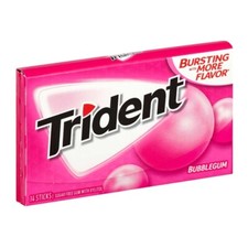 Trident Bubblegum Chewing Gum 14 sticks 24 Packs Free Shipping