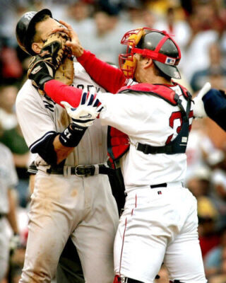 Alex Rodriguez And Jason Varitek Fighting On Game Hands On Faces 8x10 Picture Ce