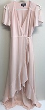 Lulu's Crescendo Blush Wrap Maxi Dress XS Women's Blush Pink