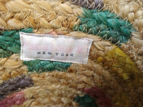 Fabuloso Bolso de Mano Tejido MJ Natural Redondo 16" Profundo 2" Ancho Correas Asas - Imagen 4 de 5