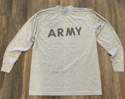 US Army IPFU Long Sleeve Shirt Medium Gray Heathered PT Fitness Shirt ...