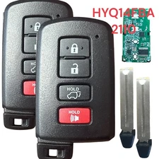 2 For 2014 2015 2016 2017 2018 Toyota Highlander Smart Remote Key Fob HYQ14FBA