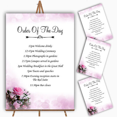 Rosa Rosenblasen personalisierte Hochzeit Orden des Tages Karten & Schilder