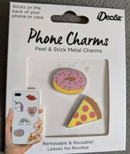IDecoz Pink Sprinkle Donut  Pizza Peel  Stick Enamel Phone Charms - NEW