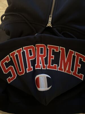 Supreme Champion Arc logo zip up sweat navy | eBay