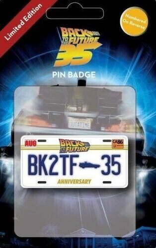 OFFICIAL BACK TO THE FUTURE 35TH ANNIVERSARY LIMITED EDITION PIN BADGE BRAND NEW