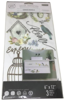 Decor Transfers Decal Garden Marvels Birds Home Birdhouse Nest Furniture DIY NEW