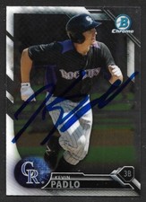 2016 BOWMAN CHROME BCP 23 Kevin Padlo COLORADO ROCKIES SIGNED AUTOGRAPH AUTO COA