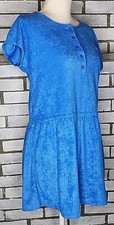   70's Coruss Vintage Women's Short Sleeve Terry Cloth Romper Size Small Blue