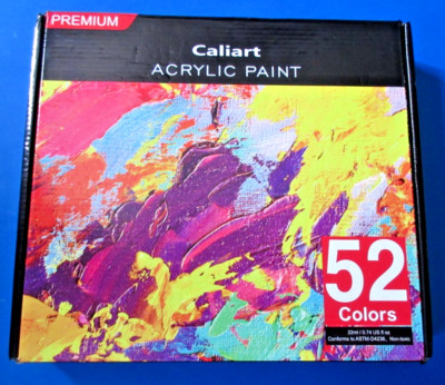Acrylic Paint Set, Caliart 52 Vivid Colors (22 Ml/0.74 Oz) Craft Paints NEW