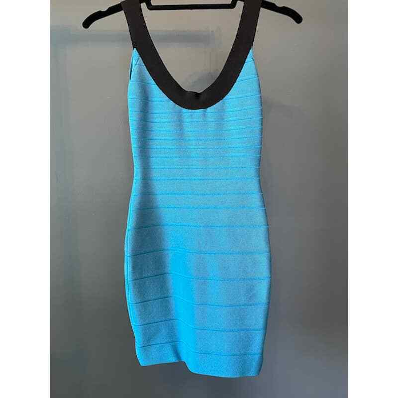 herve leger light blue dress Textured Sheer Bustier Gown