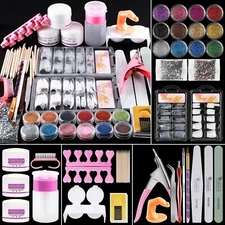 21 Nail Kit Acrylic Powder Glitter Beginner Art Manicure Tool Tips Brush Set