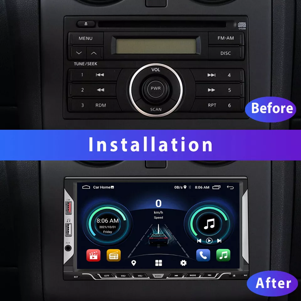 Doppel 2 DIN 7" Android 13 Autoradio GPS Navi Bluetooth WIFI USB +Rückfahrkamera - Bild 3 von 4